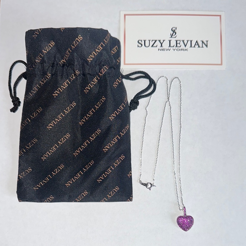 Elegant Silver and Pink Heart Necklace with Delicate Chain